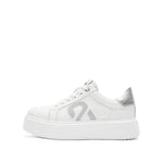 Load image into Gallery viewer, White Lace Up Sneakers With Silver ST Logo
