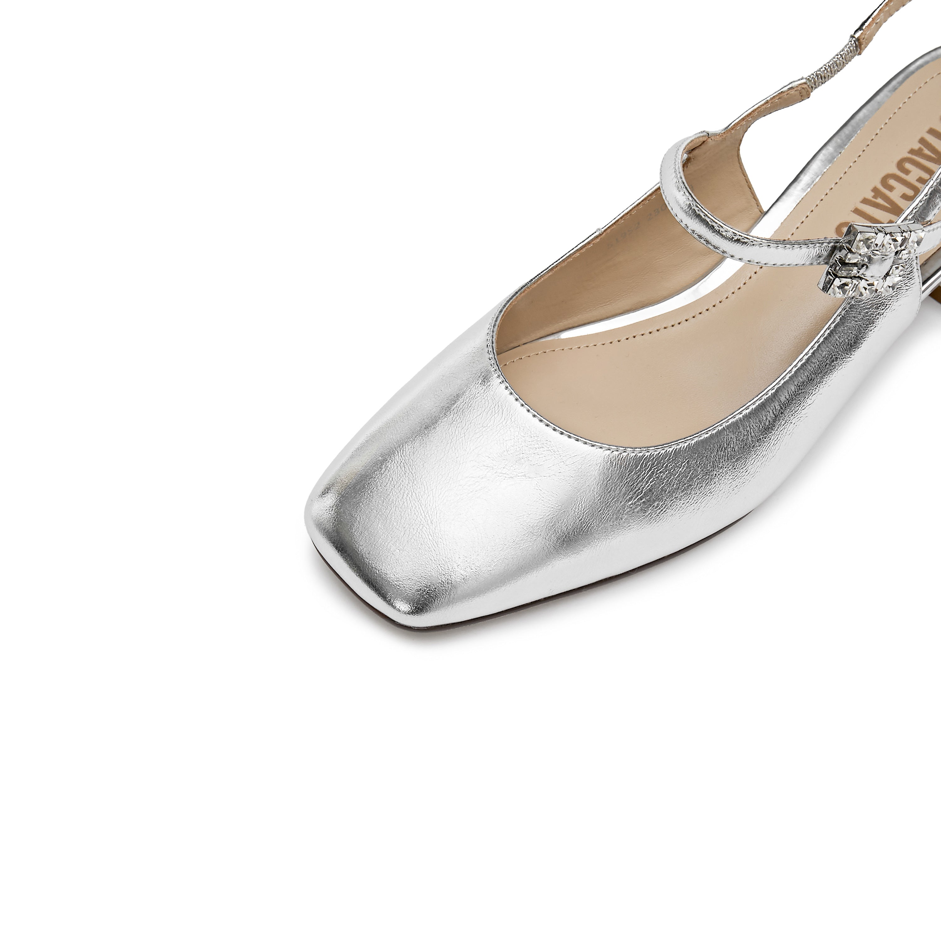 Silvery Crystal-embellished Mary Jane Pumps