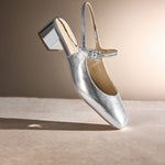 Load image into Gallery viewer, Silvery Crystal-embellished Mary Jane Pumps
