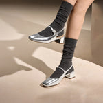 Load image into Gallery viewer, Silvery Crystal-embellished Mary Jane Pumps
