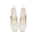 Load image into Gallery viewer, Beige Crystal-embellished Mary Jane Pumps
