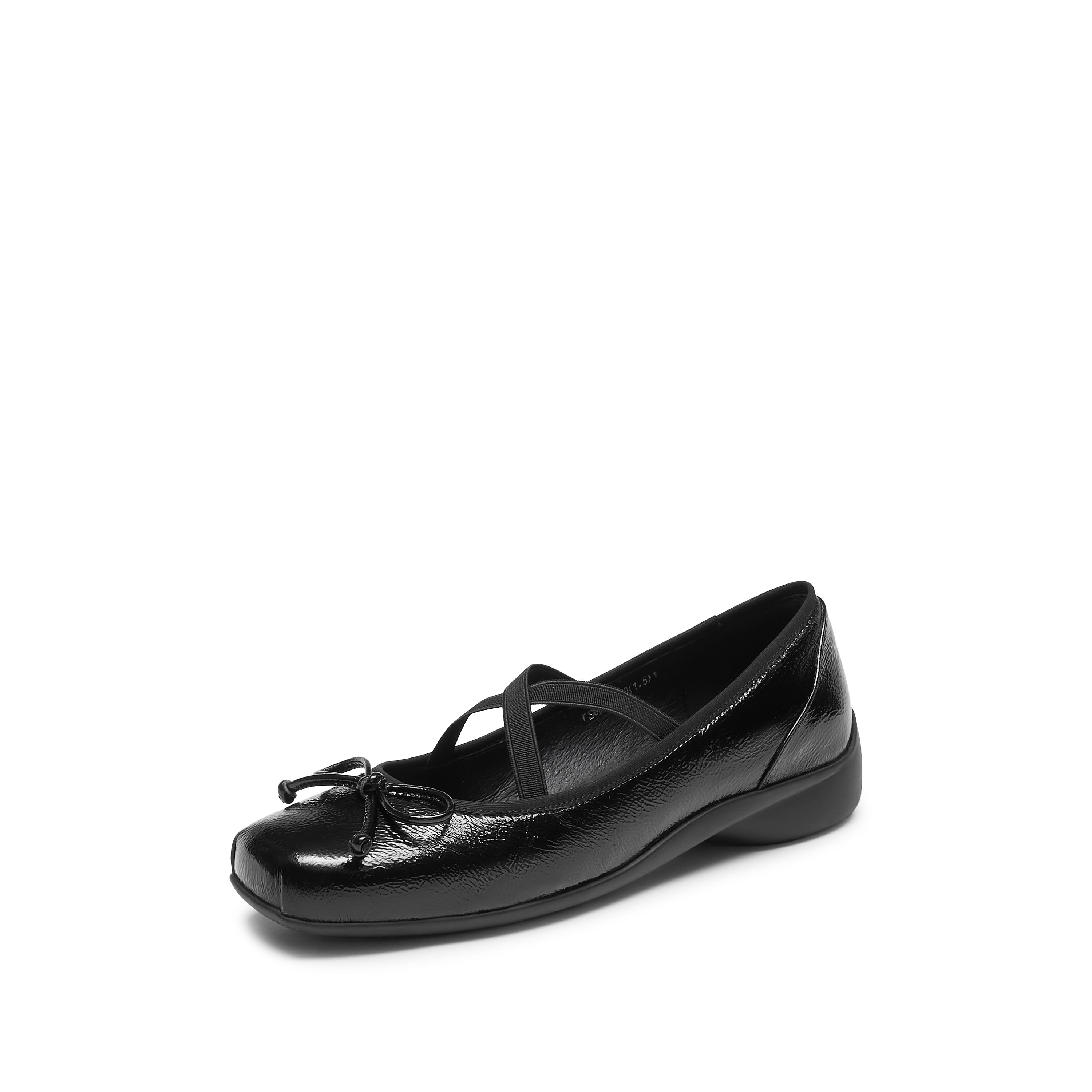 Black Bow Cross Strap Ballerina Flats