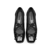 Black Bow Cross Strap Ballerina Flats
