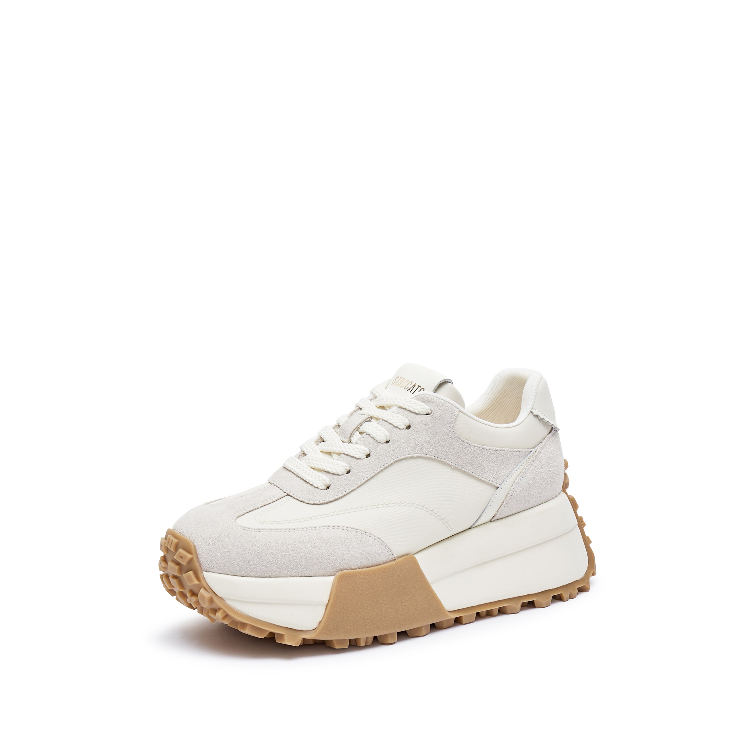 Beige Patchwork Platform Sneakers