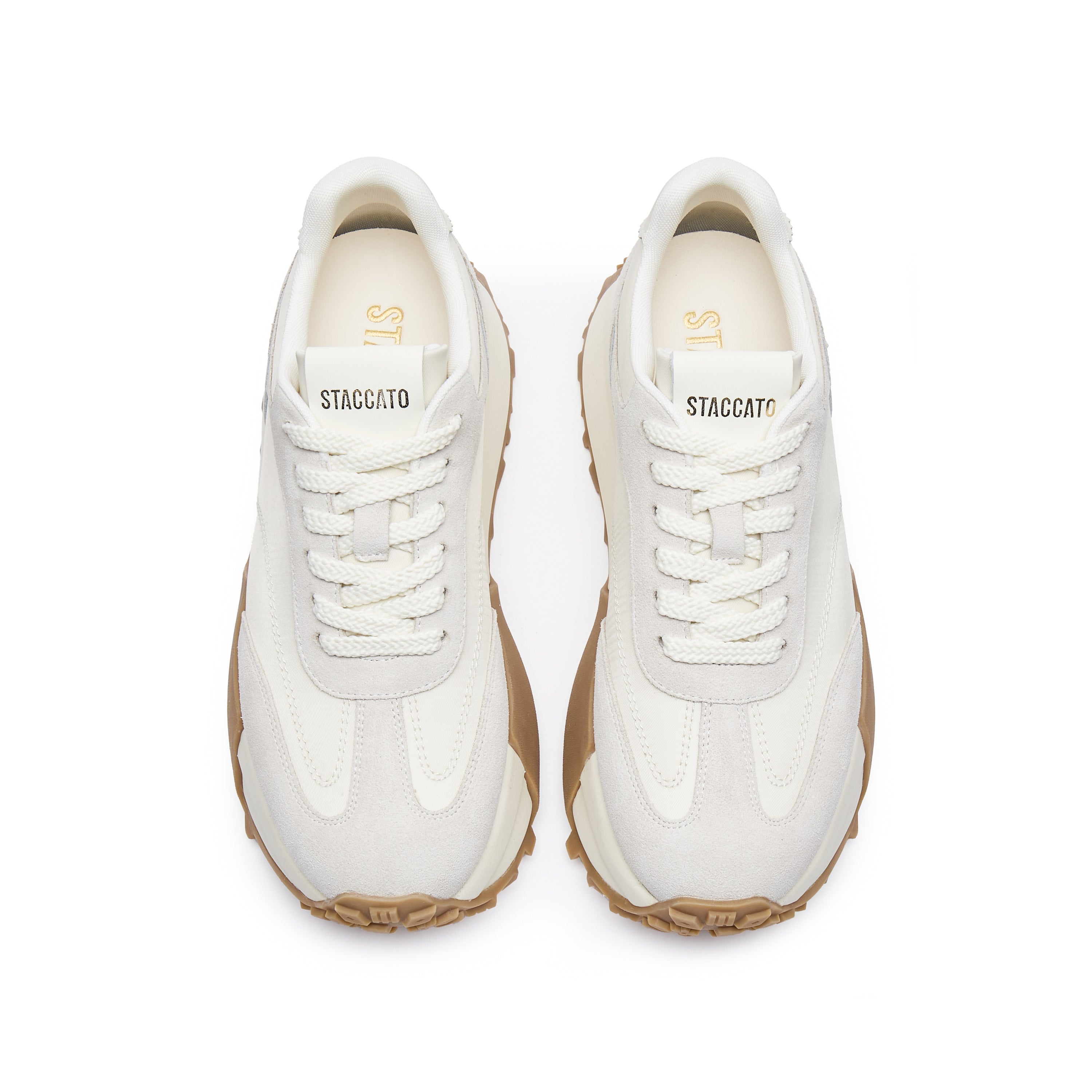 Beige Patchwork Platform Sneakers