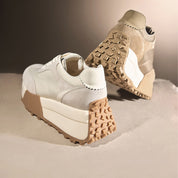 Beige Patchwork Platform Sneakers