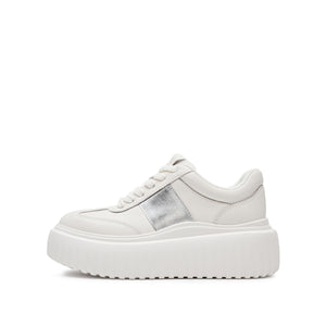 White Platform Leather Cookie Sneakers