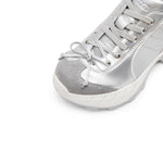 Load image into Gallery viewer, Silver Bow Lace Up Chunky Sneakers
