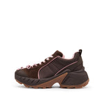 Load image into Gallery viewer, Brown Pink Bow Lace Up Chunky Sneakers
