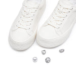 Load image into Gallery viewer, Beige Leather Detachable Accessories Sneakers
