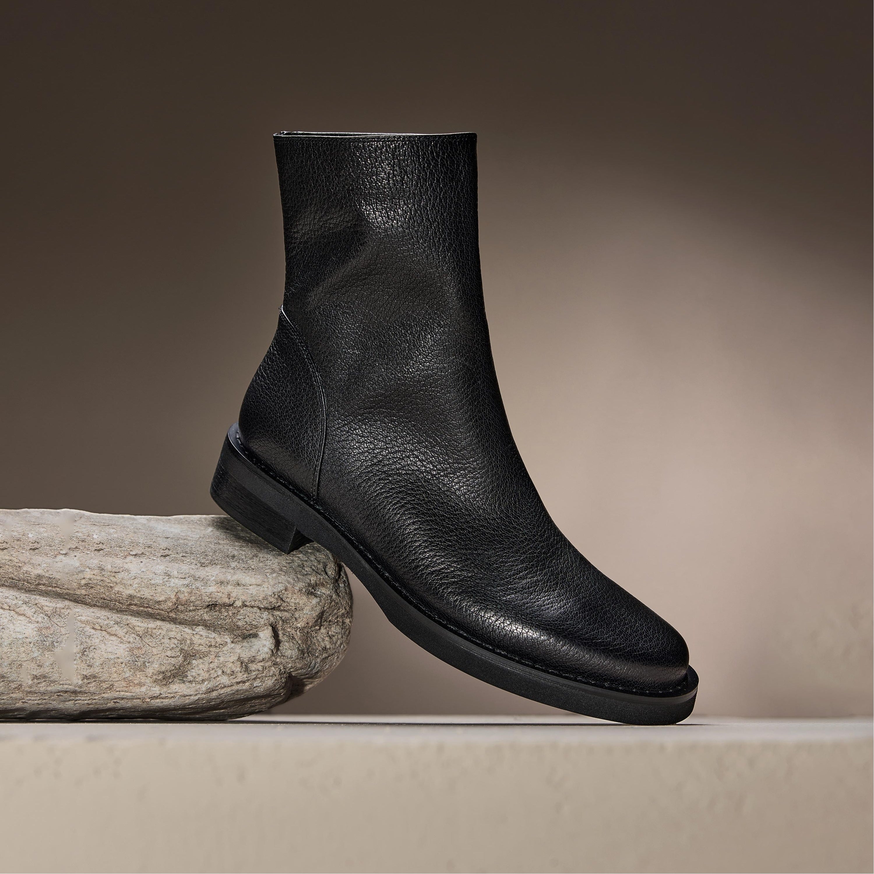 Black Sheep Soft Leather Flat Ankle Boots