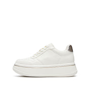 Beige Golden Line Platform Leather Sneakers