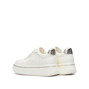 Beige Golden Line Platform Leather Sneakers