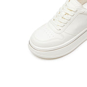 Beige Golden Line Platform Leather Sneakers