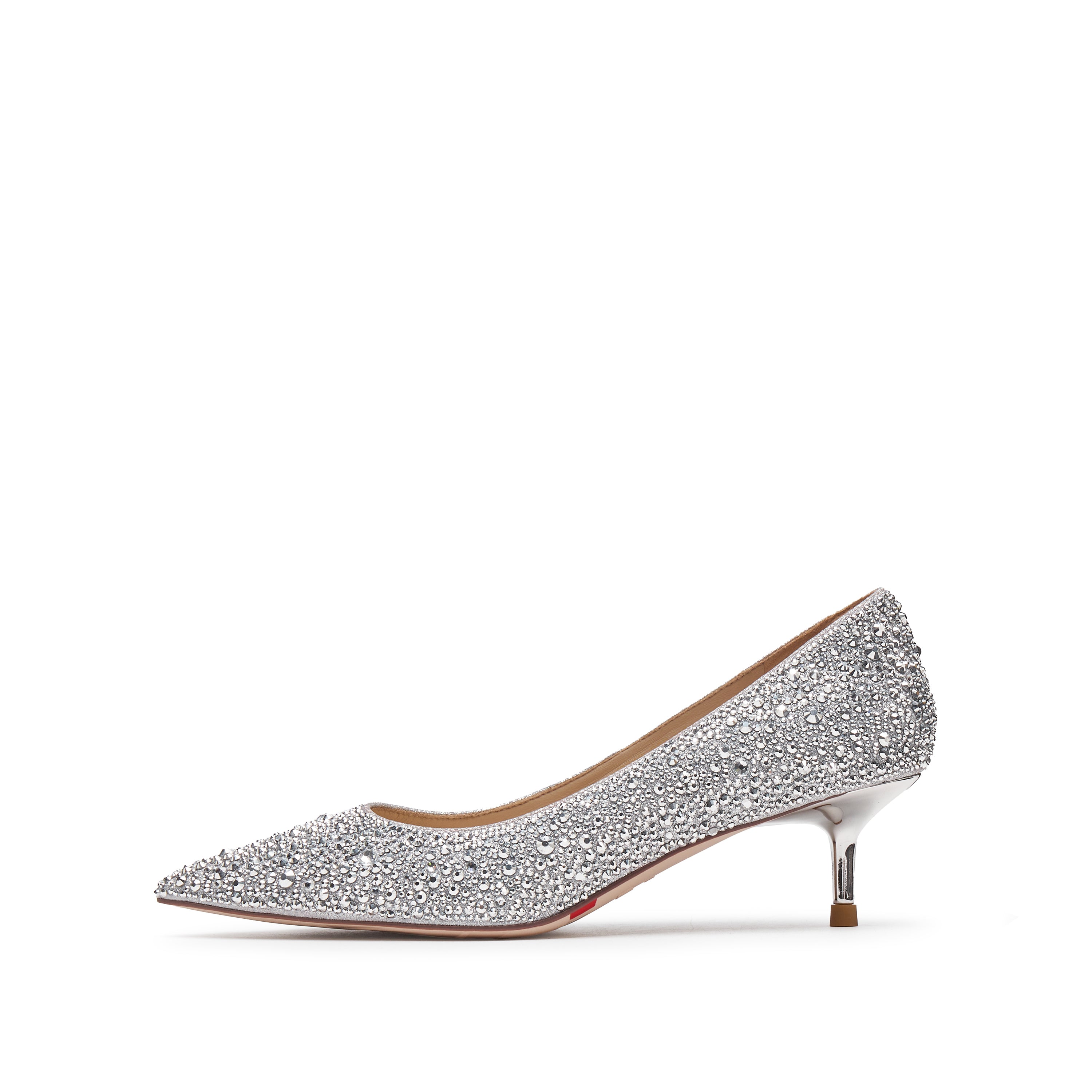 Silver Crystal Covered Pointy Pumps