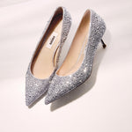 Load image into Gallery viewer, Silver Crystal Covered Pointy Pumps
