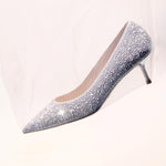 Load image into Gallery viewer, Silver Crystal Covered Pointy Pumps
