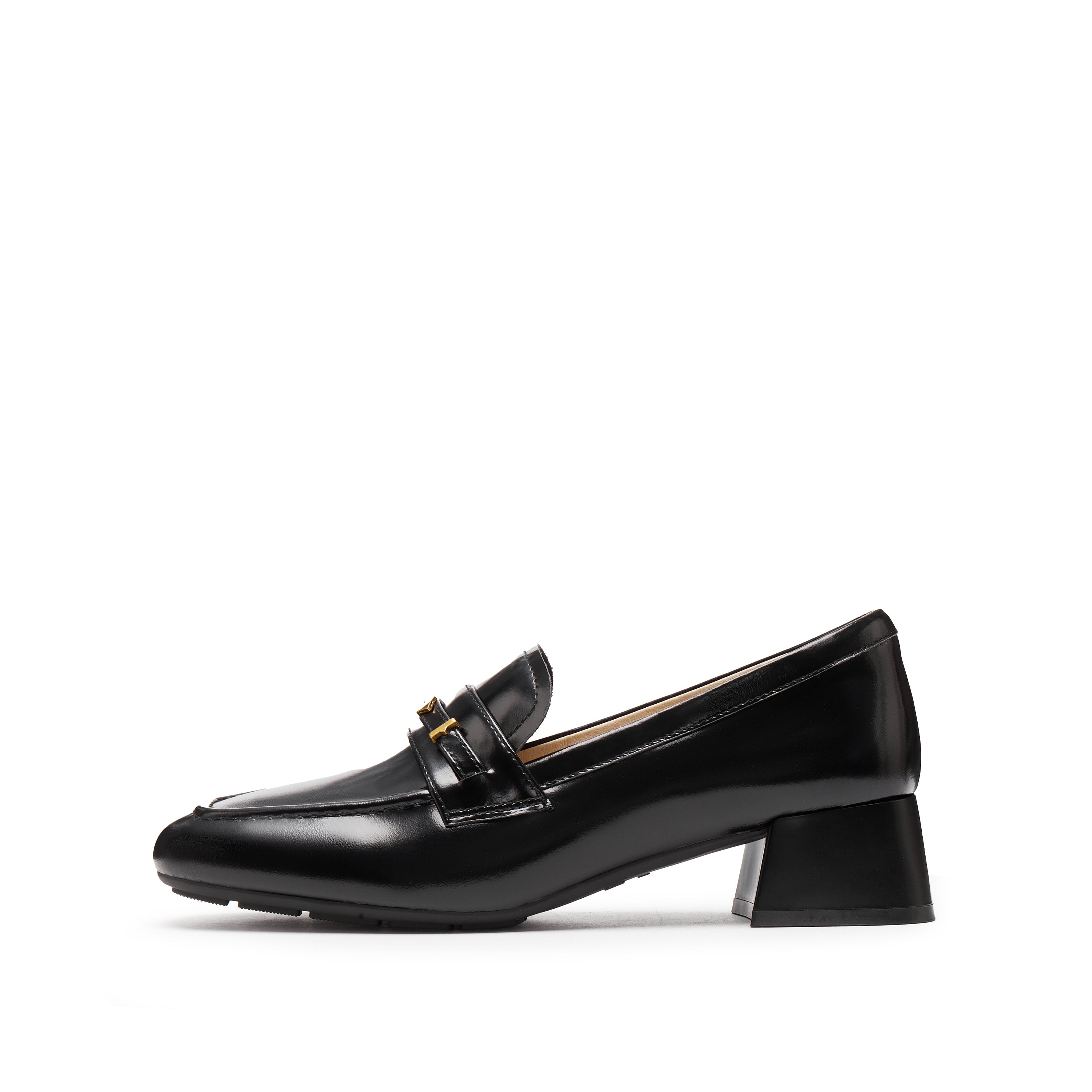 Black Signature Golden Leaf Leather Loafers