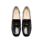 Black Signature Golden Leaf Leather Loafers