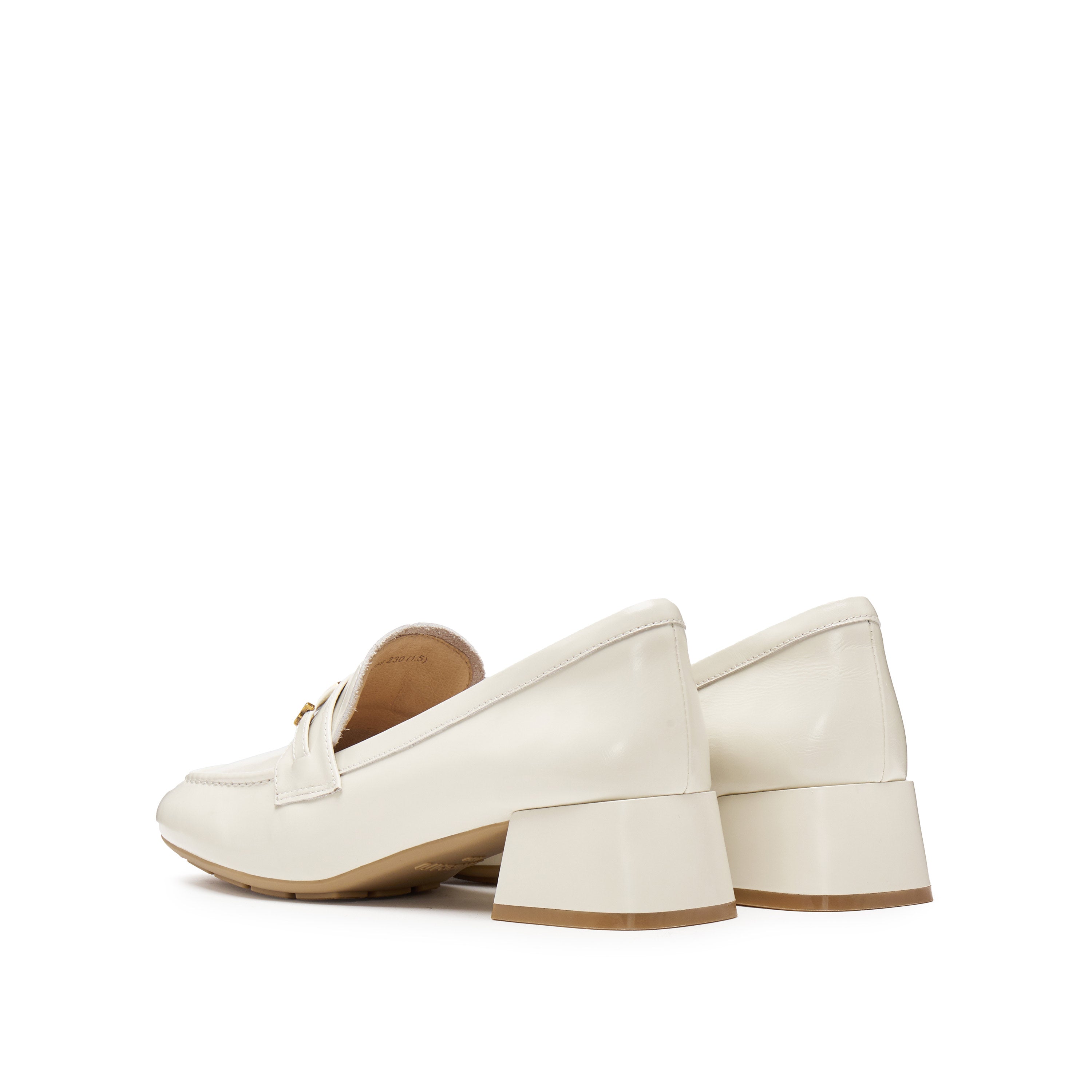 White Signature Golden Leaf Leather Loafers