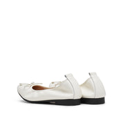 Beige Bow Suede-Toe Cap Ballerina Flats