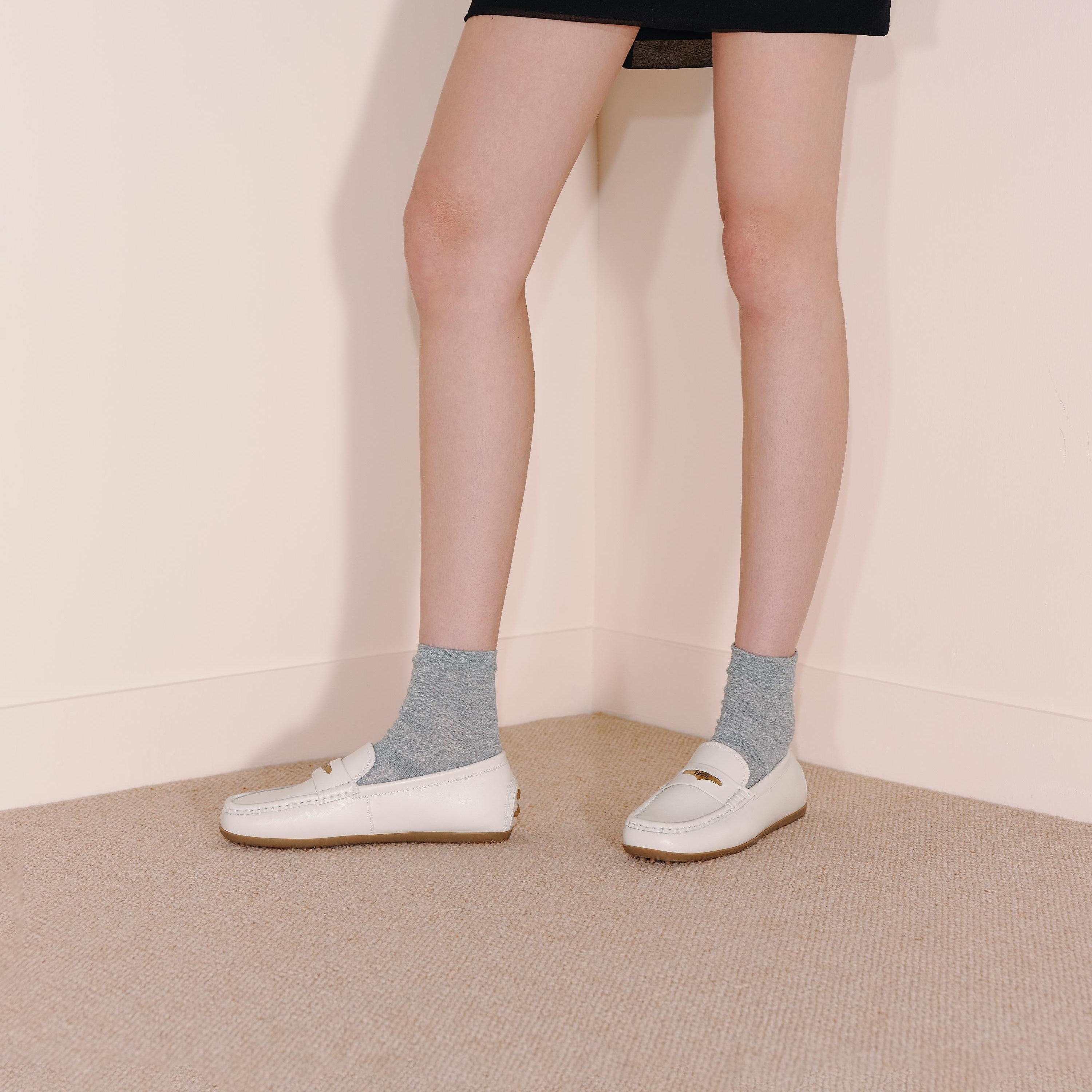 Beige ST Batch Sheep Soft Penny Loafers
