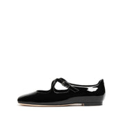 Black Patent Cross Strap Ballerina Flats