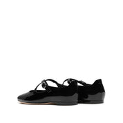 Black Patent Cross Strap Ballerina Flats