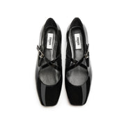 Black Patent Cross Strap Ballerina Flats