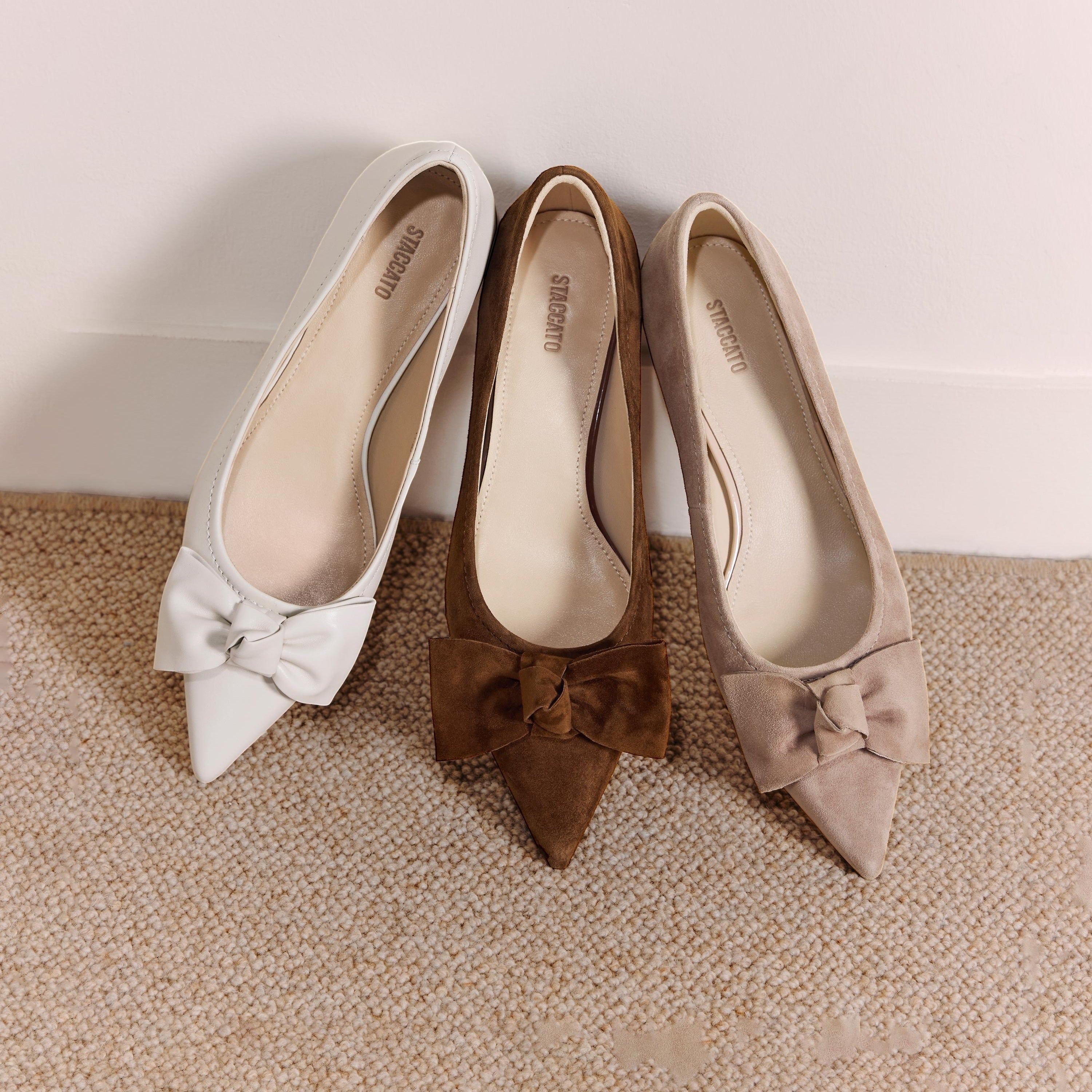 Taupe Suede Bow Pointed Heeled Pumps