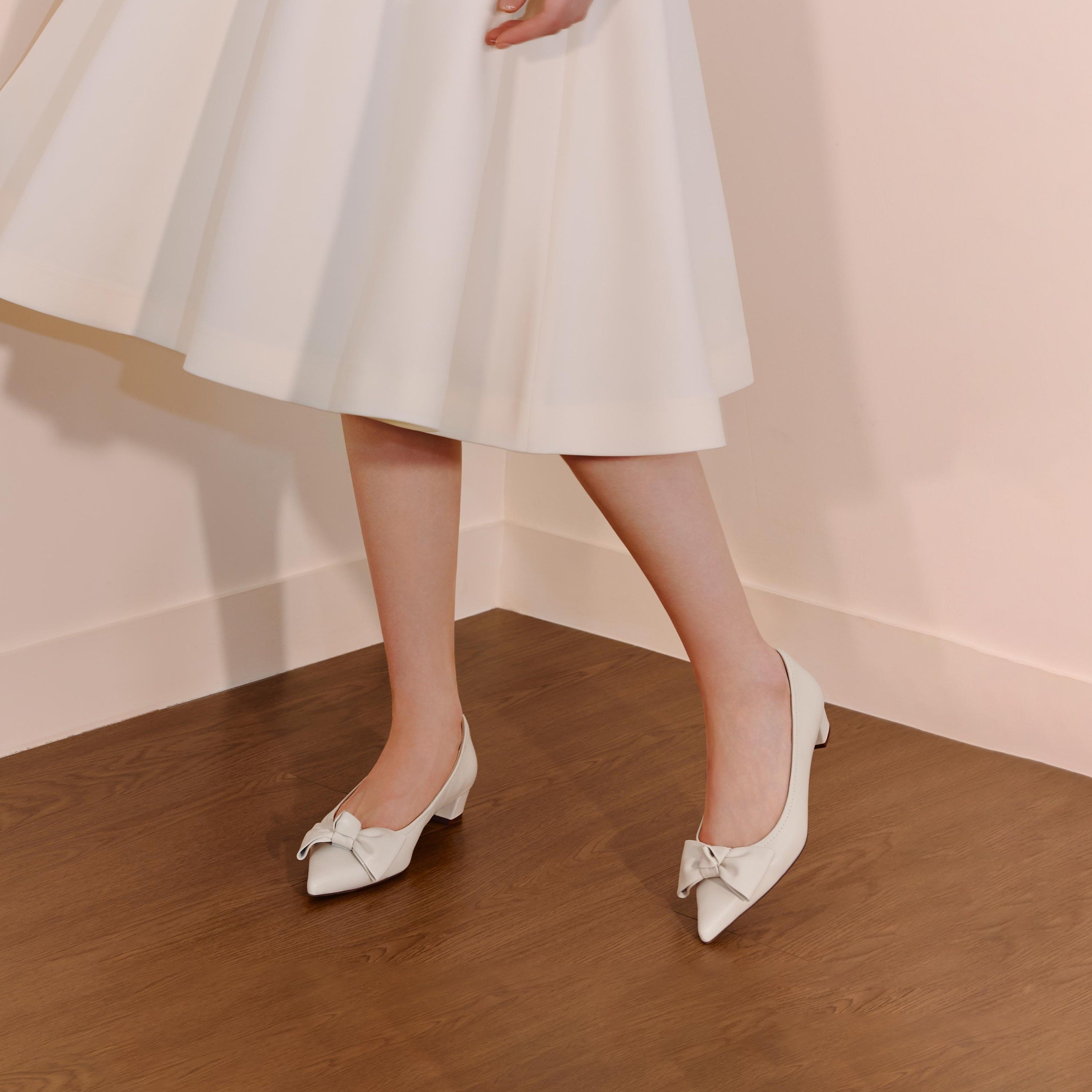 Taupe Suede Bow Pointed Heeled Pumps