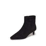 Black Suede Pointy Heeled Ankle Boots