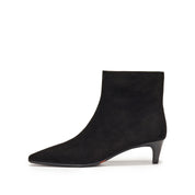 Black Suede Pointy Heeled Ankle Boots