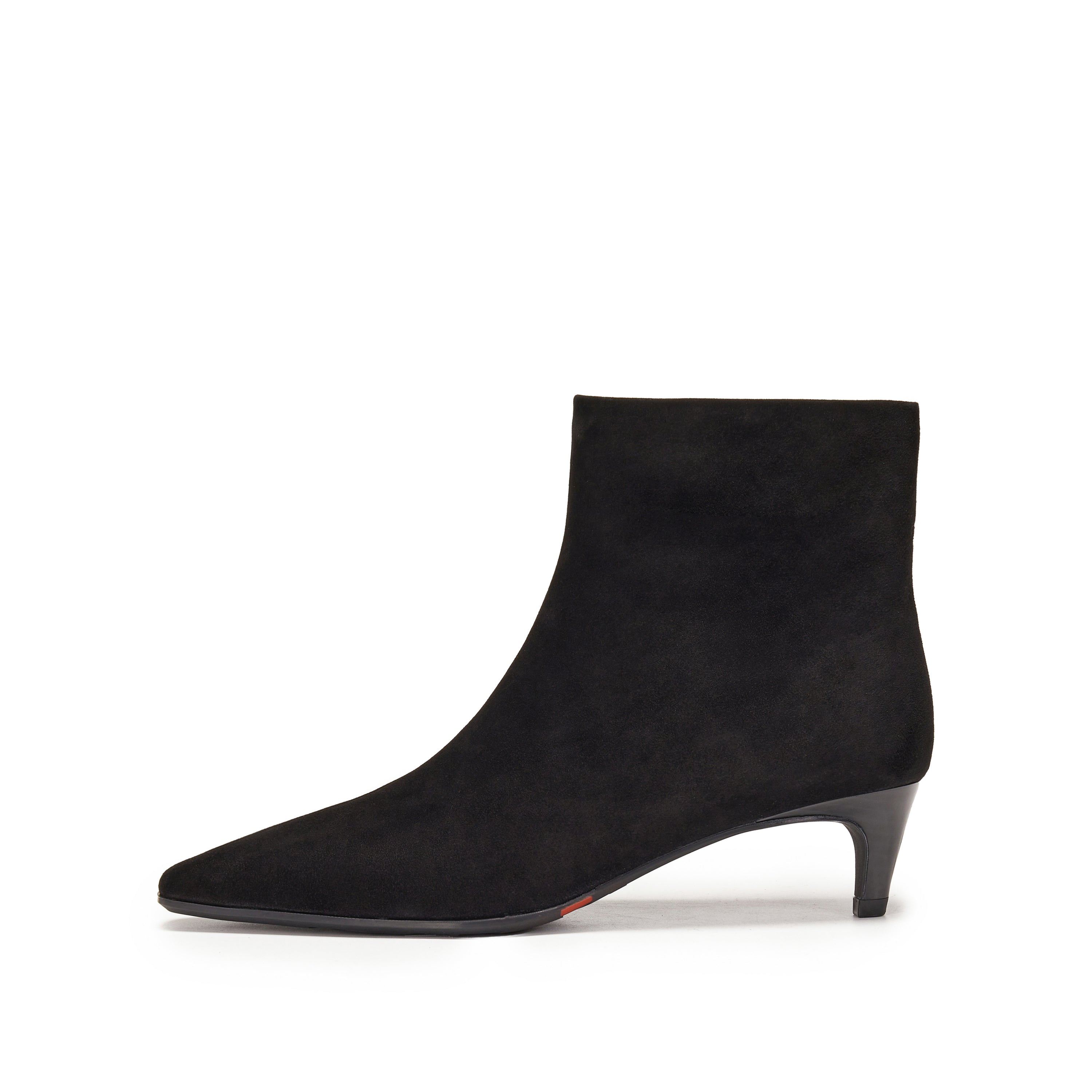 Black Suede Pointy Heeled Ankle Boots