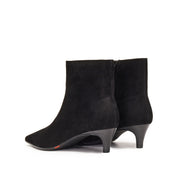 Black Suede Pointy Heeled Ankle Boots