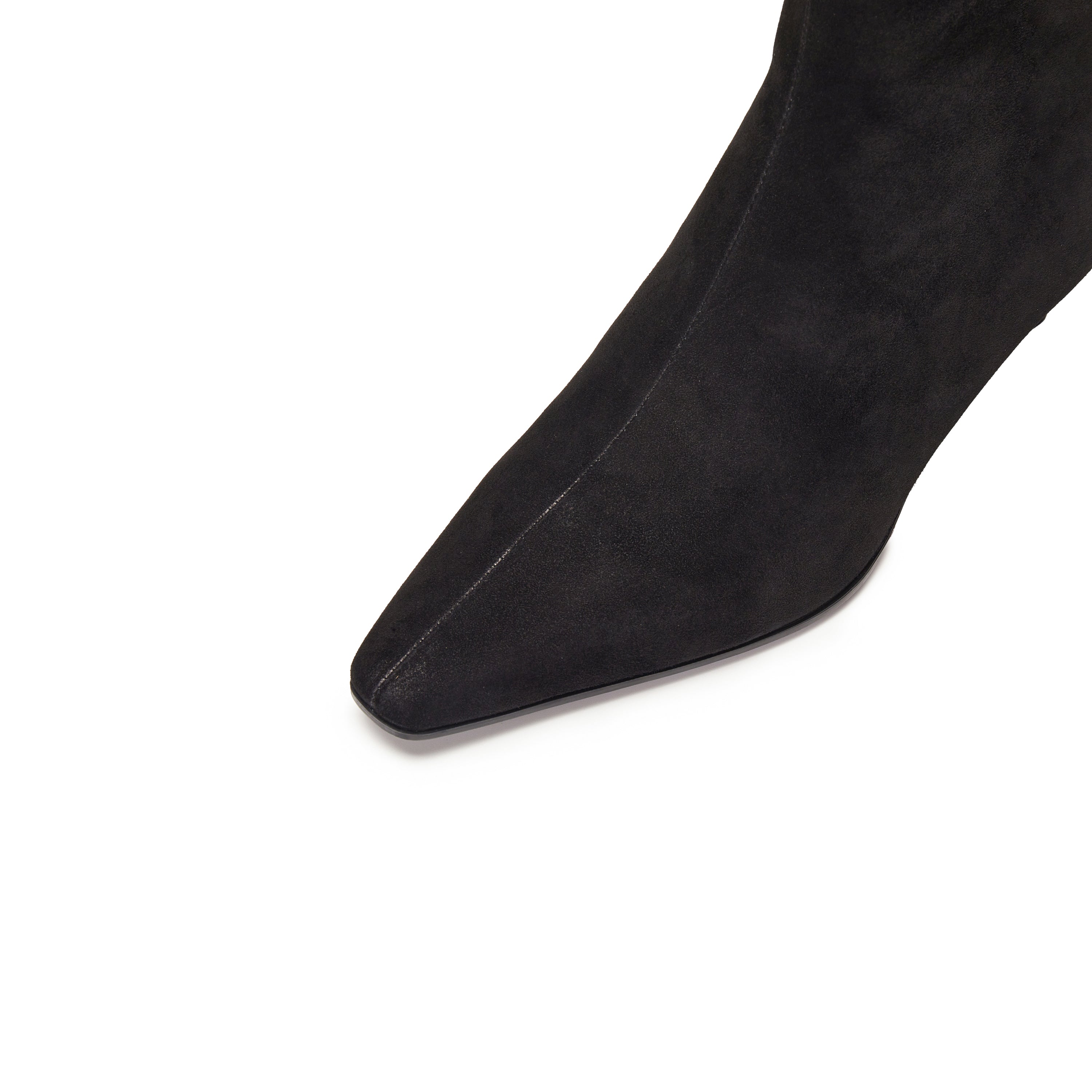 Black Suede Pointy Heeled Ankle Boots