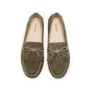 Olive Sheep Suede Tassel Comfy Flat Loafers