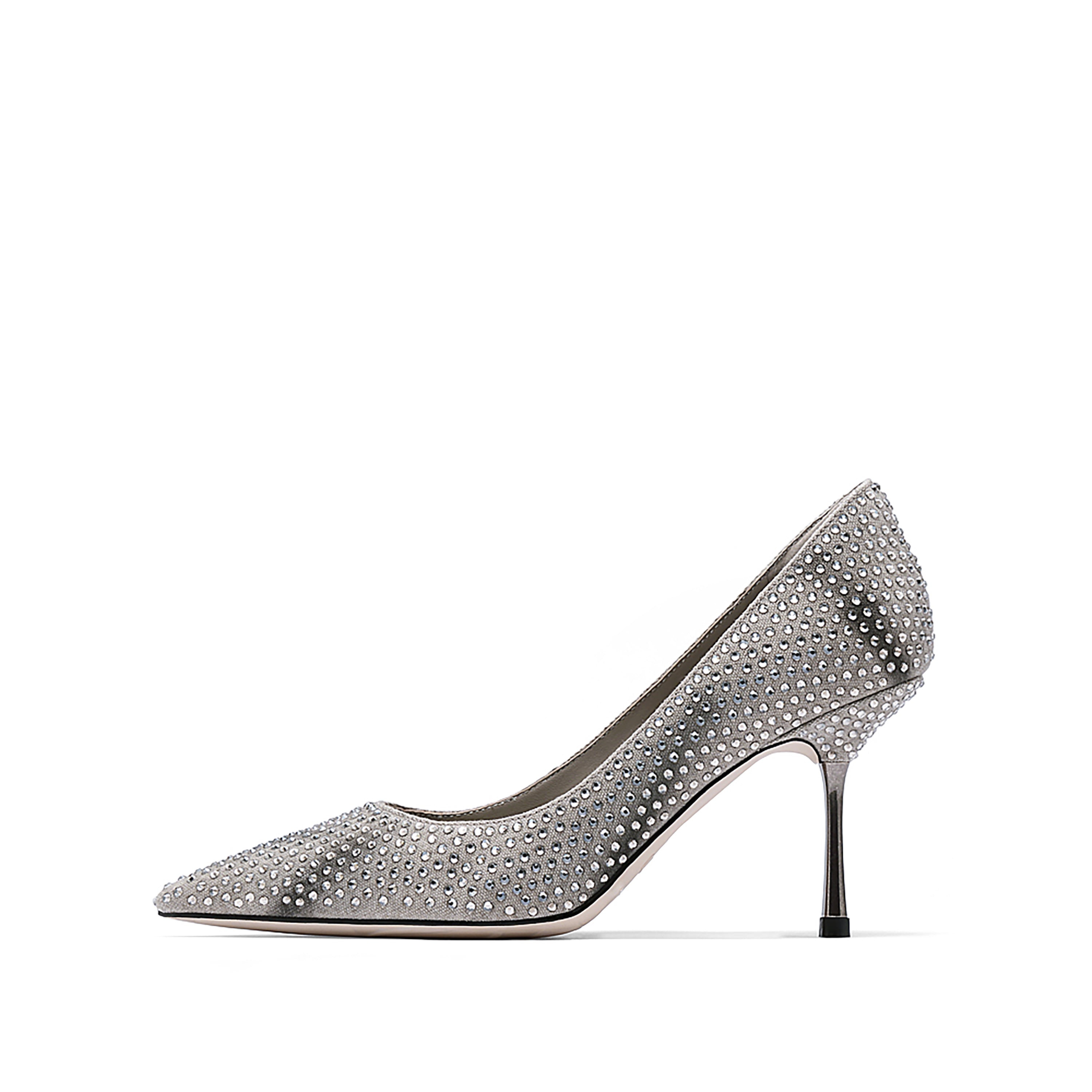 Canvas Crystal embellished Pointy Pumps