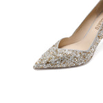 Load image into Gallery viewer, Champagne Crystal embellished Pointy Pumps
