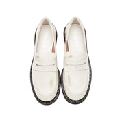 White Brushed Boxy Penny Loafers