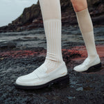 Load image into Gallery viewer, White Brushed Boxy Penny Loafers
