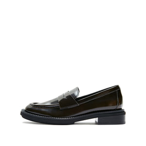 Brown Brushed Boxy Penny Loafers