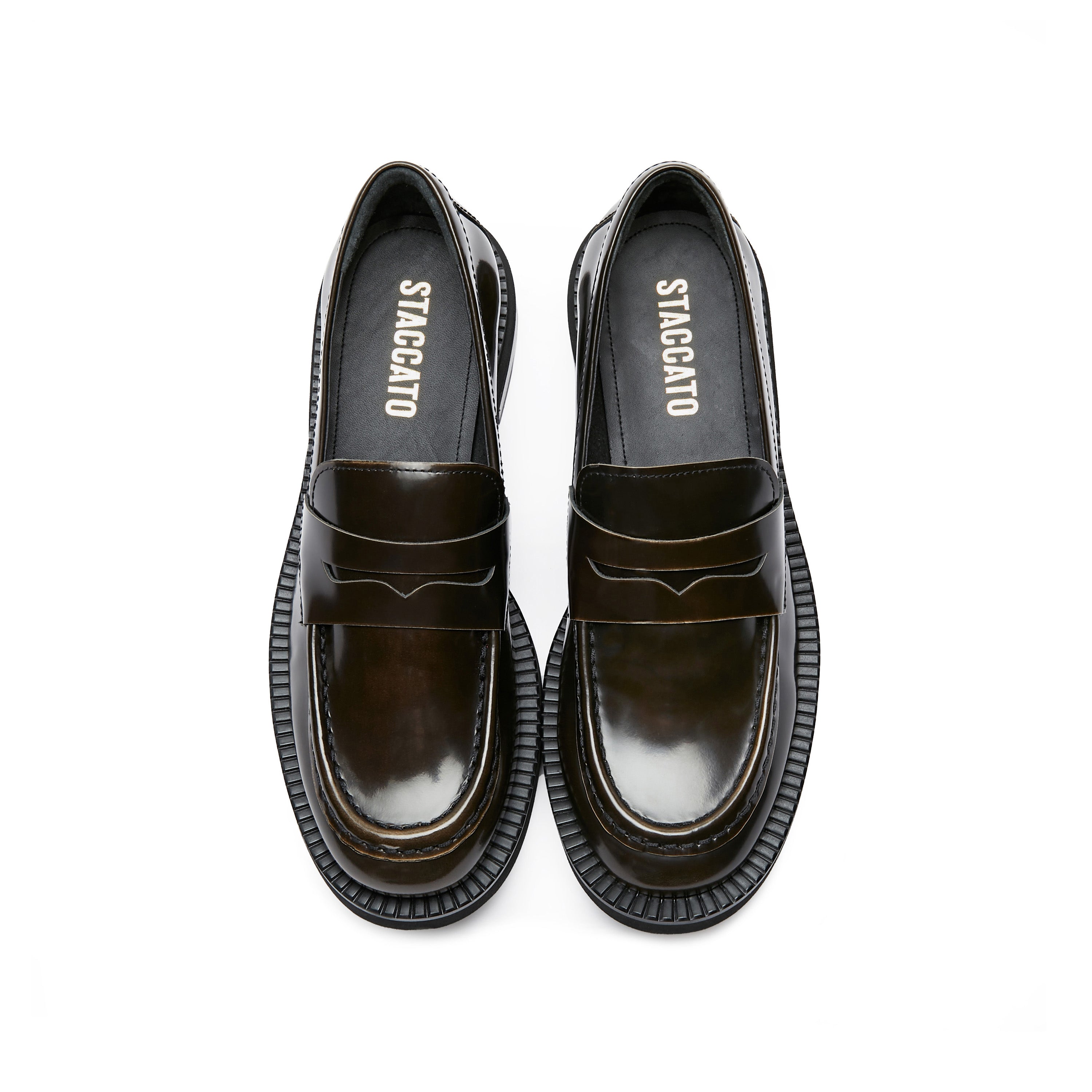 Brown Brushed Boxy Penny Loafers