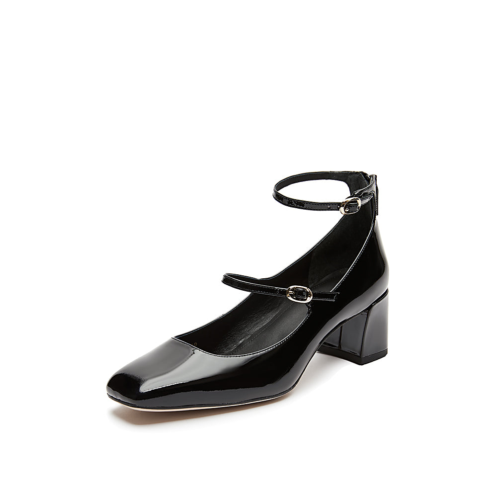 [STACCATO - Official Site] Black Double strap Patent Mary Jane Pumps