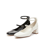 Load image into Gallery viewer, White Double strap Patent Mary Jane Pumps
