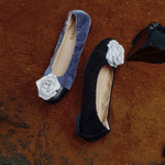 Load image into Gallery viewer, Kid Suede Crystal Rose Ballerina Flats
