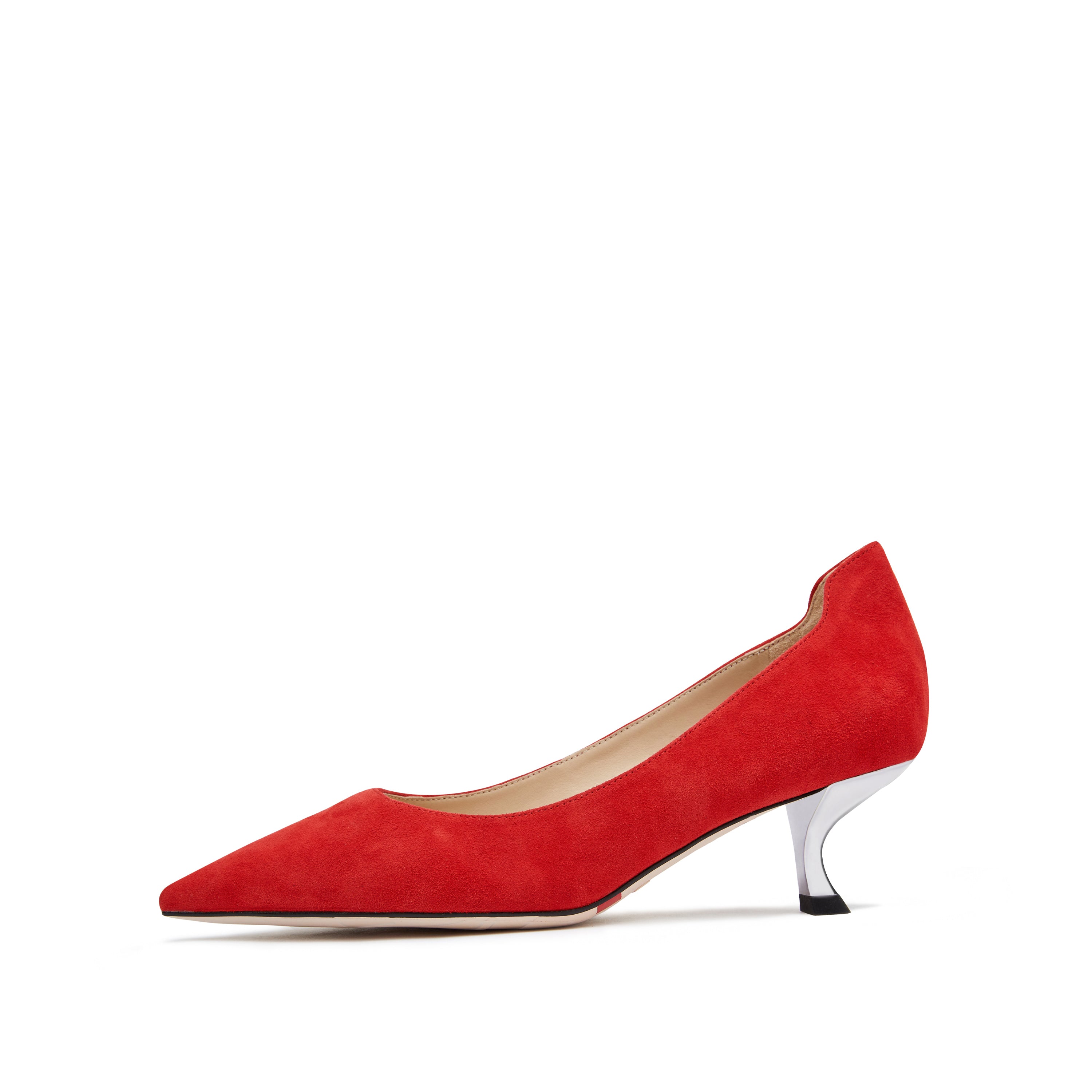 Red Suede Pointy Pumps