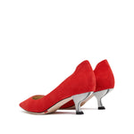 Load image into Gallery viewer, Red Suede Pointy Pumps
