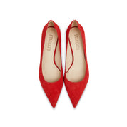 Red Suede Pointy Pumps