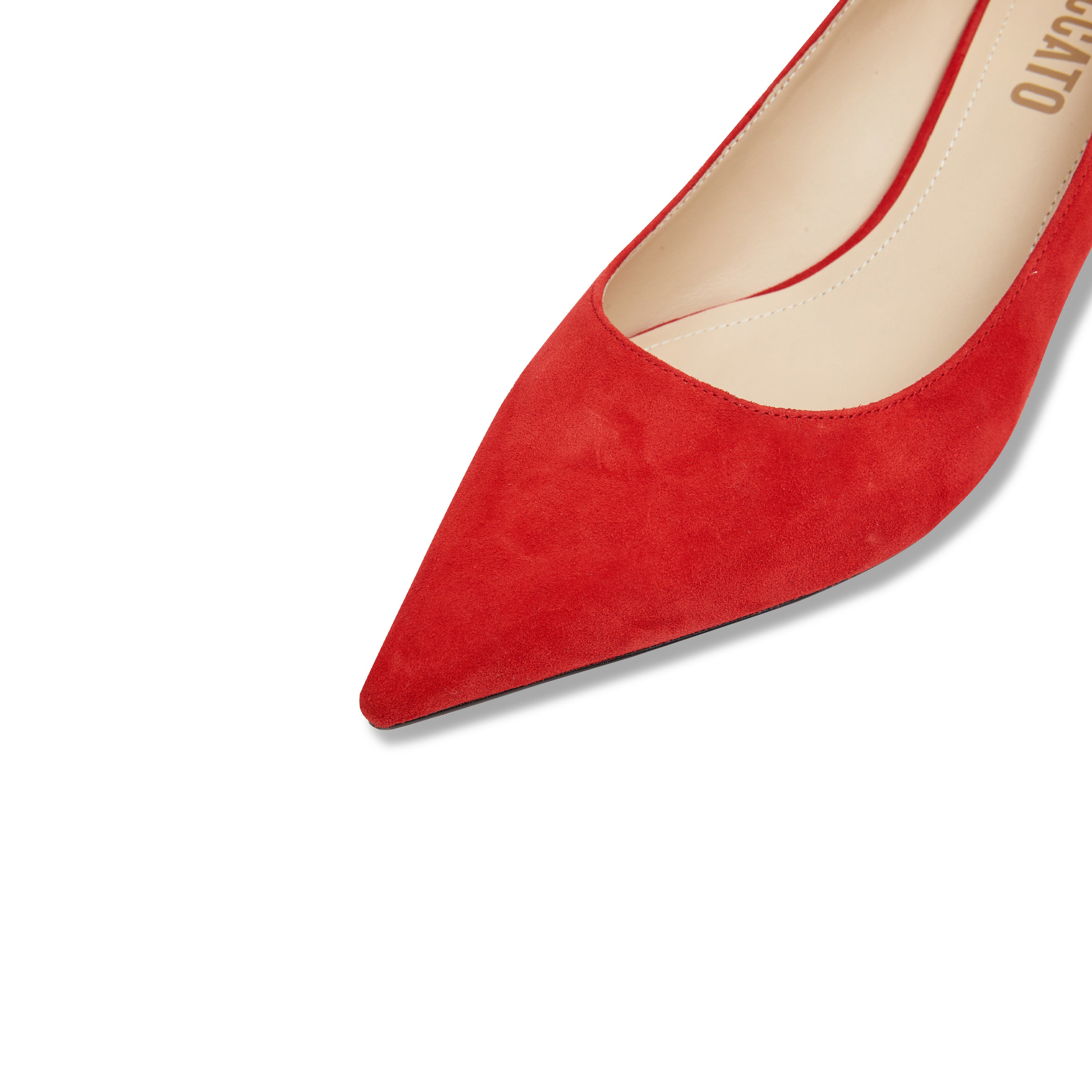 Red Suede Pointy Pumps